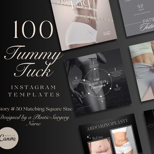 Plantillas de Instagram para abdominoplastia/ Ideas para publicaciones de cirugía plástica/ Plantillas de Canva para contorno corporal/ Redes sociales de cirujanos plásticos/ Cirugía cosmética
