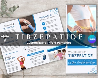 Tirzepatit Abnehmbroschüre | Patientenaufklärung, bearbeitbare Canva-Vorlage (druckbarer Sofortdownload)