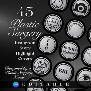 Plastic Surgery Instagram Highlight Covers: Cosmetic Surgeon Social Media (Digital Canva Story Covers)