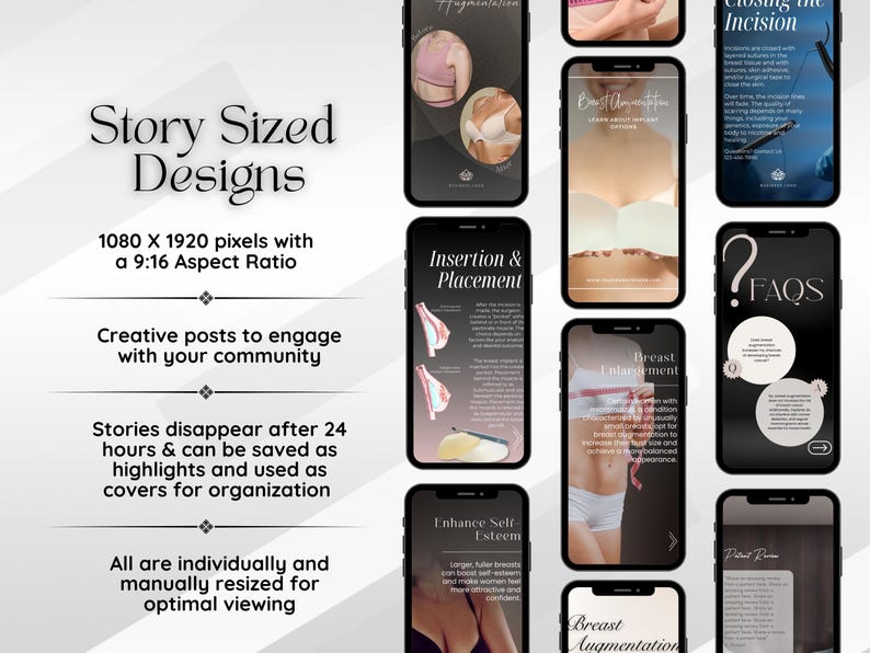 Breast Augmentation Instagram Templates: Plastic Surgeon Social Media ...