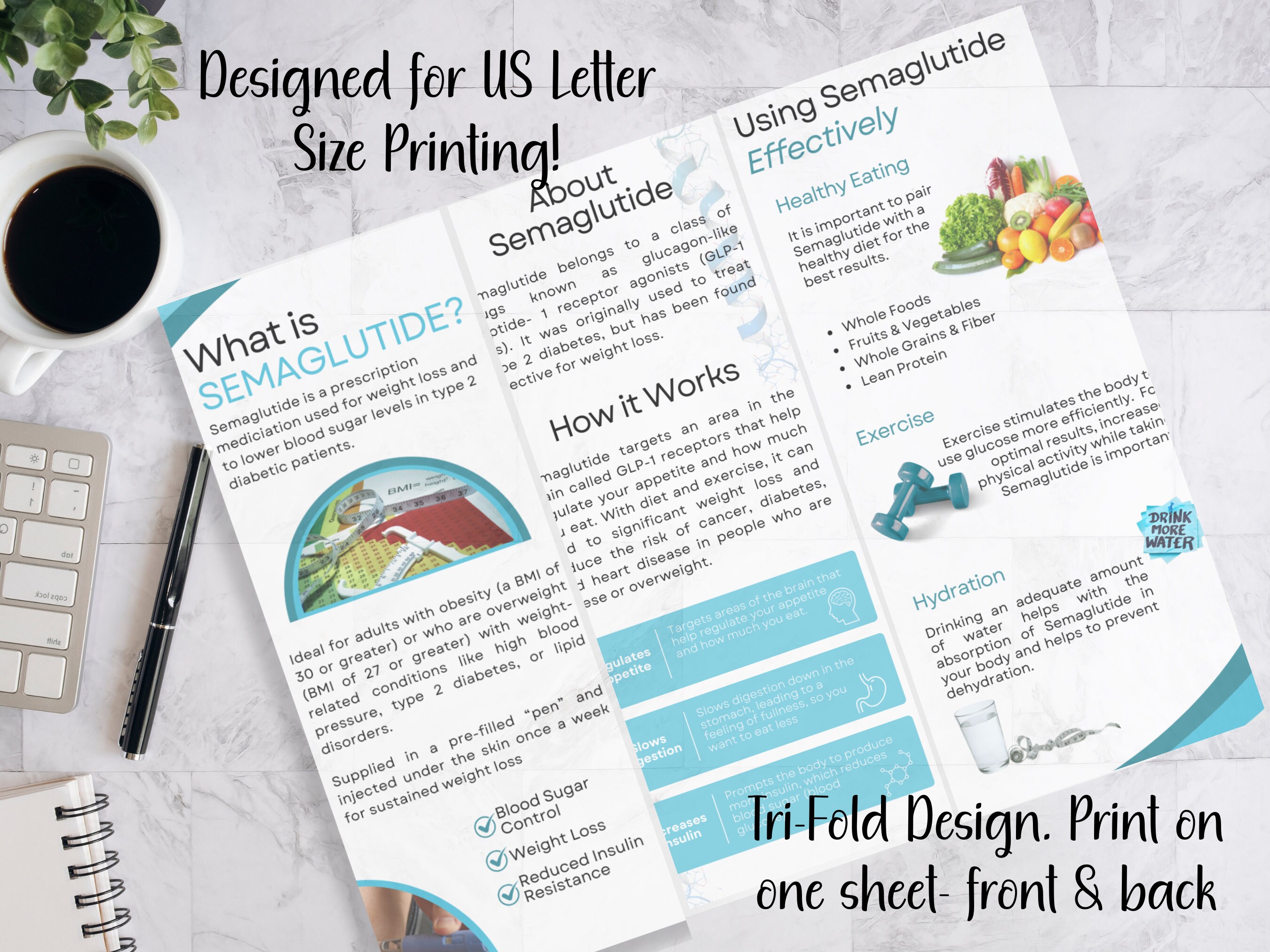 Semaglutide Weight Loss Brochure| GLP1 Trifold Template: Canva Editable &  Printable Patient Education Materials
