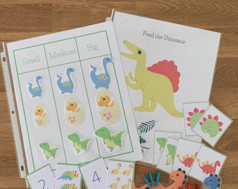 Printable Dinosaur Busy Binder pages, Printable Preschool, Toddler Dinosaur activities. Printable Dinosaur File Folder Activities.