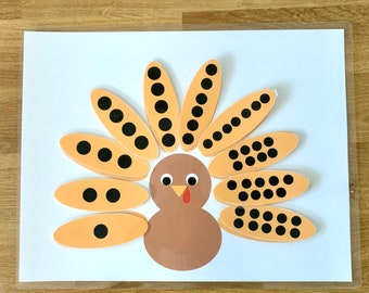 Turkey Number Matching Printable Busy Book Page for Toddler, preschool, and homeschool. Printable File Folder Game.