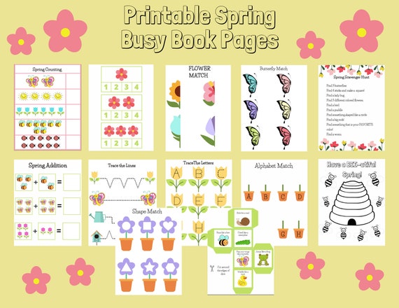Printable Spring Busy Book Pages Toddlers preschool and