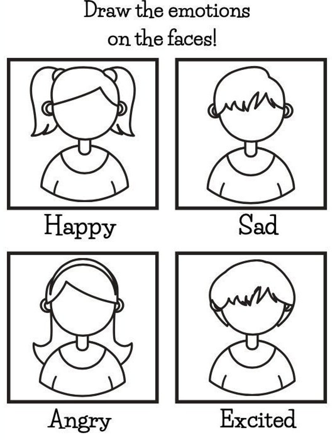 Printable Drawing Emotions Busy Book Page for Toddlers