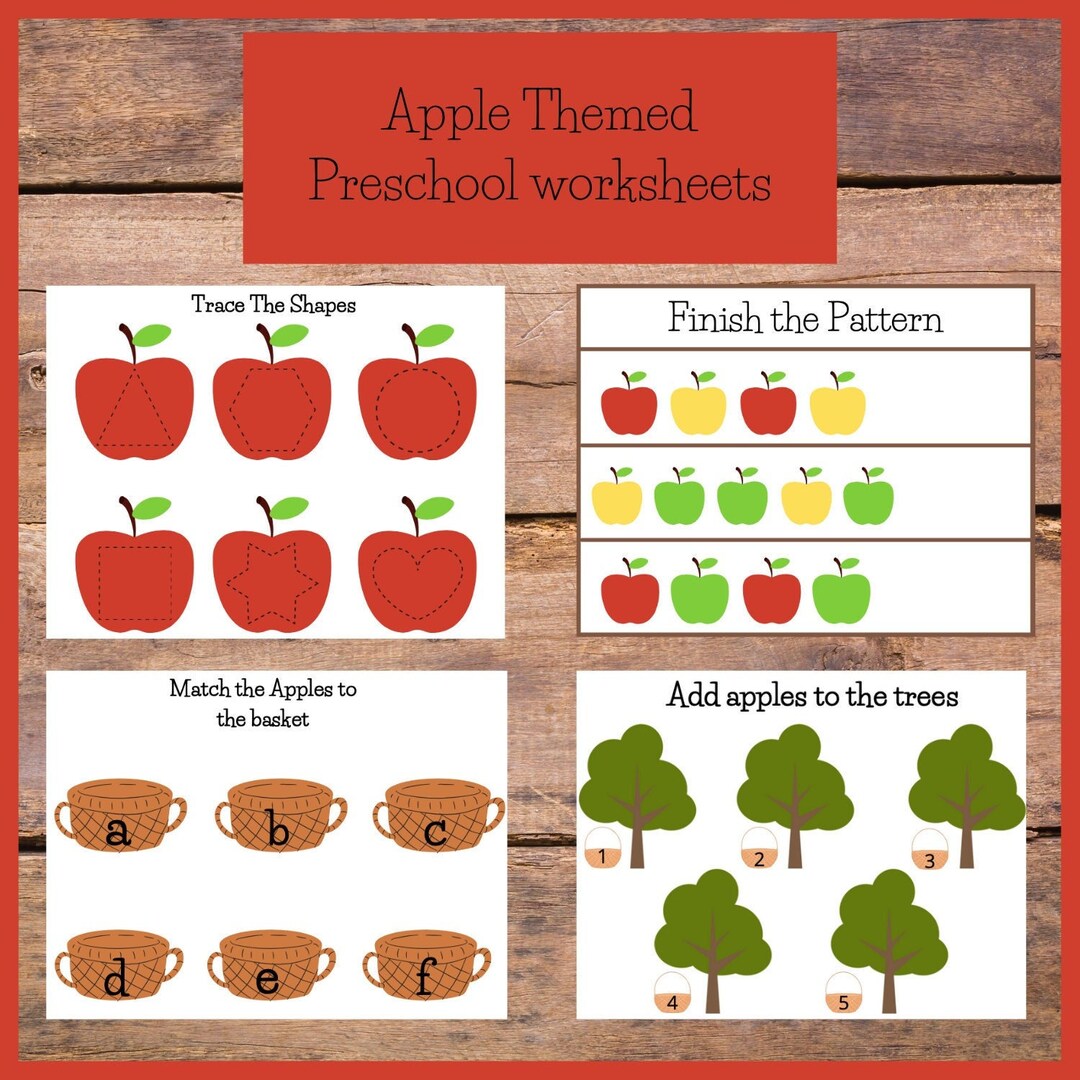 Apple Themed Printable Worksheets for Preschool, Toddler, Kids. Autumn ...