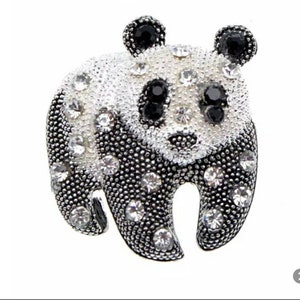 Rhinestone Panda Brooch: Unisex Animal Jewelry