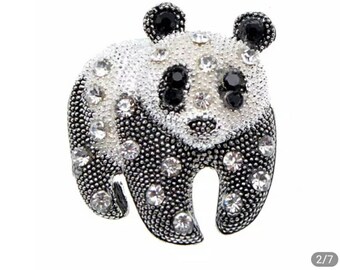 Rhinestone Panda Brooch: Unisex Animal Jewelry