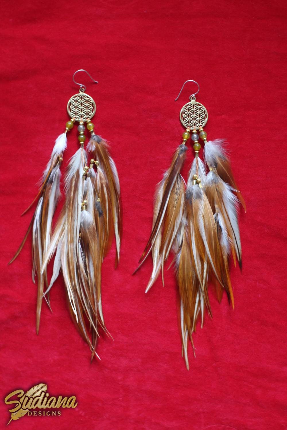 Brown Feather Earrings, Long Feather Earrings, Drop Fearther Earrings,Natural Feather Earrings, Real Feather Earrings, Big feather earrings