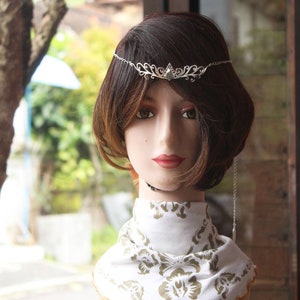 Tiara With Labradorite stone, Head Piece, Silver Plated Tiara