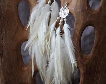 White Feather Earrings, Drop White Pearl Earrings, Silver Earrings, Real Feather Earrings, Natural Feather Earrings, Long Feather Earrings