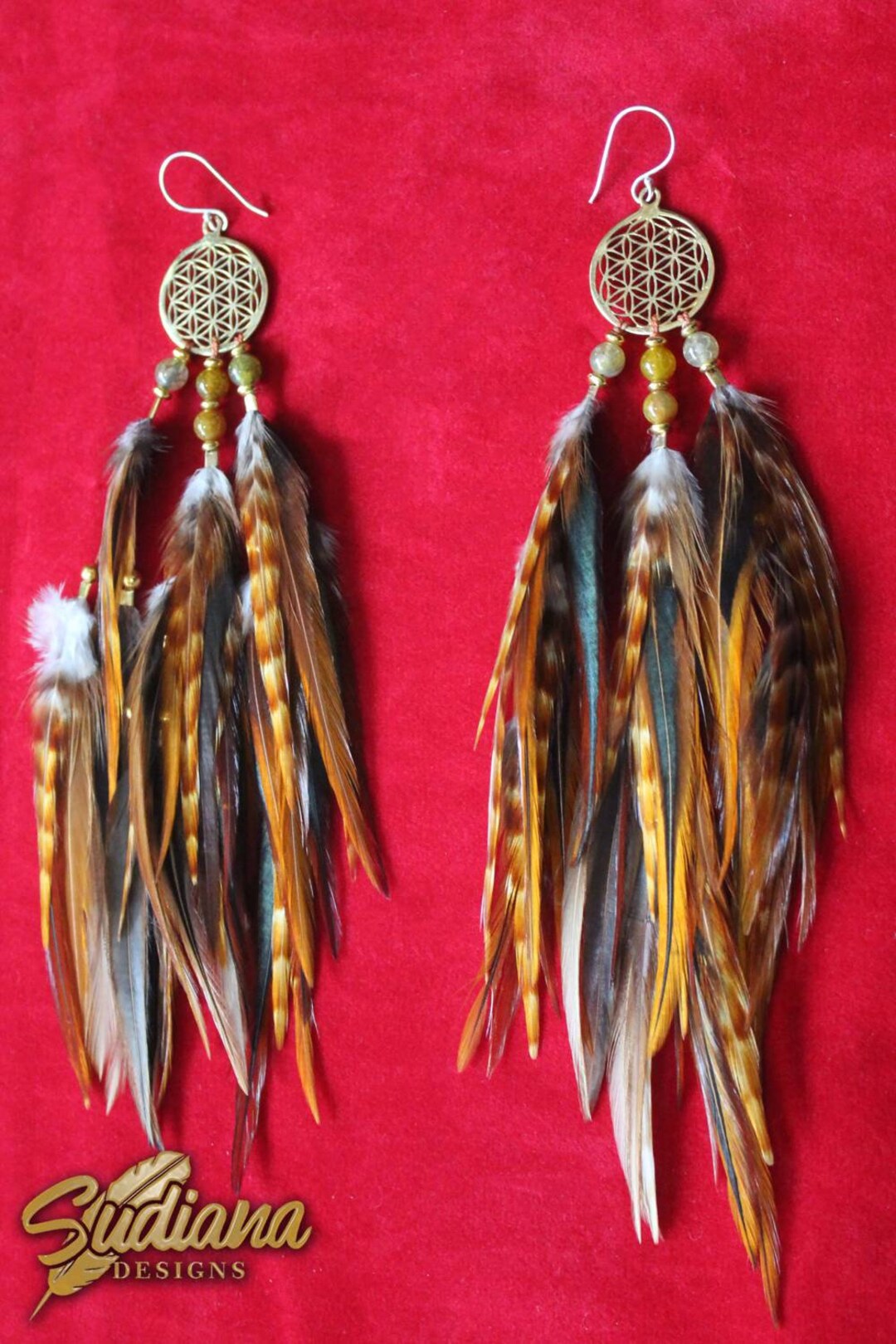 Feather Earrings, Brown Feather Drop Earrings, Long Feather Earrings, Real Feather Earrings, Big