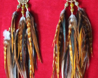 Feather Earrings, Brown Feather Drop Earrings, Long Feather Earrings, Real Feather Earrings, Big feather Earrings, Natural Feather Earrings