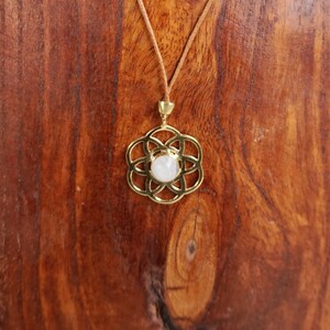 Seed Of Life Necklace With Moonstone, Brass Necklace, geometry necklace