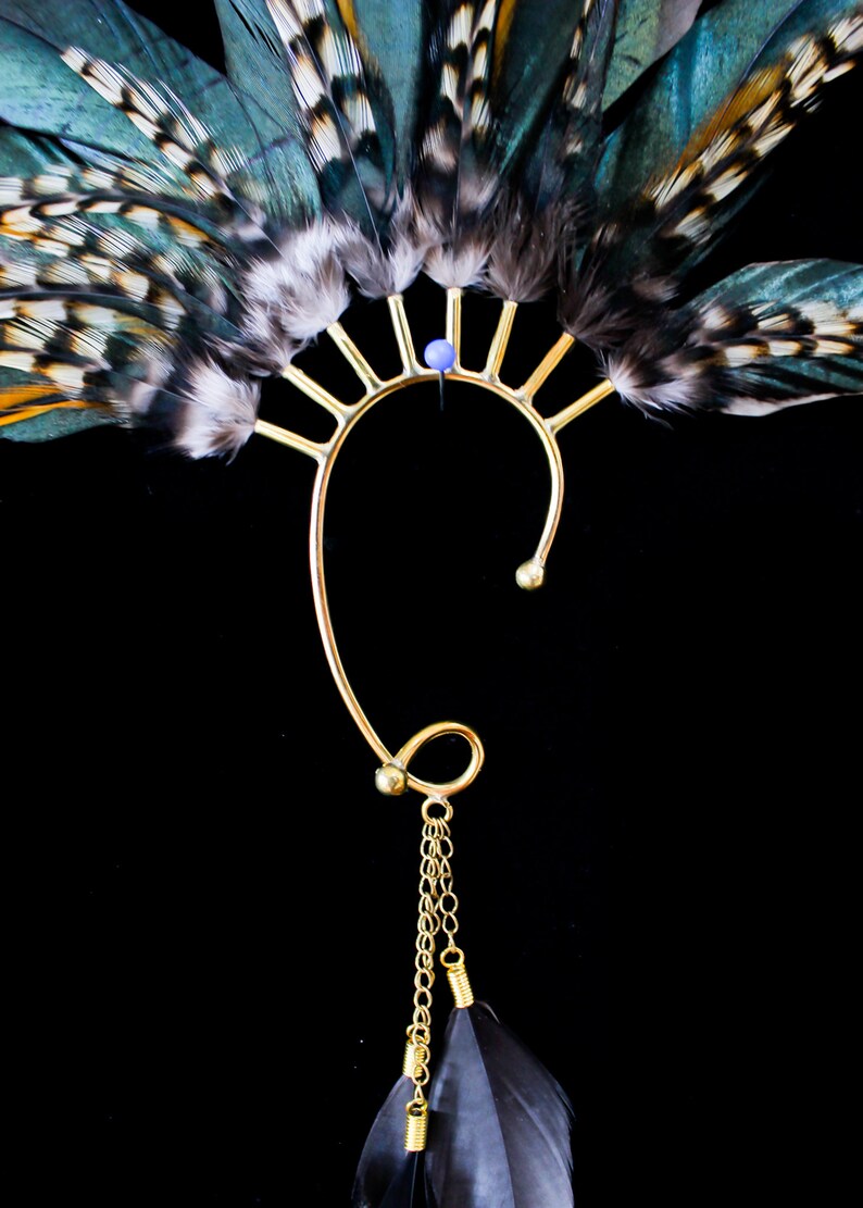 Feather Ear Cuff Brass Ear Cuff Feather Ear Dangle Feather Etsy