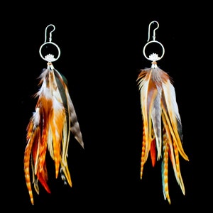 Feather Earrings, Hoop Lotus Earrings With Feather