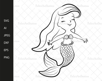 Free Free 241 Mermaid Outline Svg SVG PNG EPS DXF File