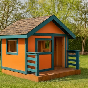 DIY Kids Playhouse Plans - Easy to Build Playhouse Plans - Children Playhouse Woodworking Plans - PDF Download