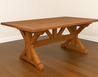 DIY 6 ft Farmhouse Table Plans – Wooden Rustic Dining Table, X Leg Table, Farmhouse Furniture, Step by Step PDF Woodworking Project