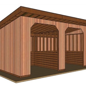 2 Stall 10x20 Run In Shed Plans - 2 Horse Shed Plans - PDF Download