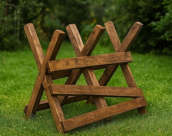 Folding Sawbuck Plans - Adjustable 2x4 Log Sawhorse, One-Day Build - DIY Printable PDF Download
