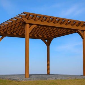 DIY 14x14 Pergola Plans – Free Standing Wooden Patio Pergola, Backyard Shade Structure, Outdoor Pavilion, Step by Step PDF Wood Project