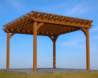 DIY 14x14 Pergola Plans – Free Standing Wooden Patio Pergola, Backyard Shade Structure, Outdoor Pavilion, Step by Step PDF Wood Project