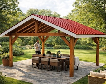 16x12 Gable Pavilion Plans - DIY Outdoor Patio Cover - PDF Download