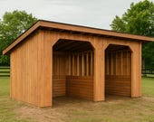 2 Stall Horse Run-In Shed Plans 10x20 – DIY Farm Structure (PDF Download)