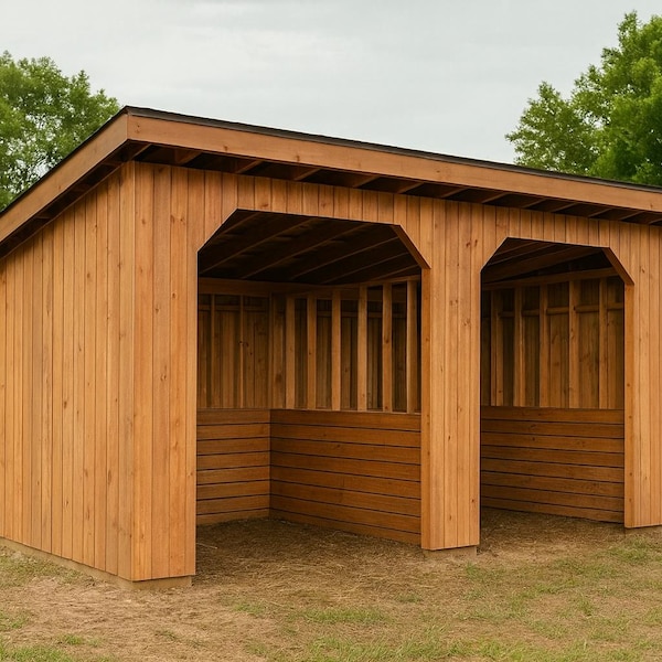2 Stall Pferde Stall-Pläne 10x20 - DIY Farm Struktur (PDF Download)