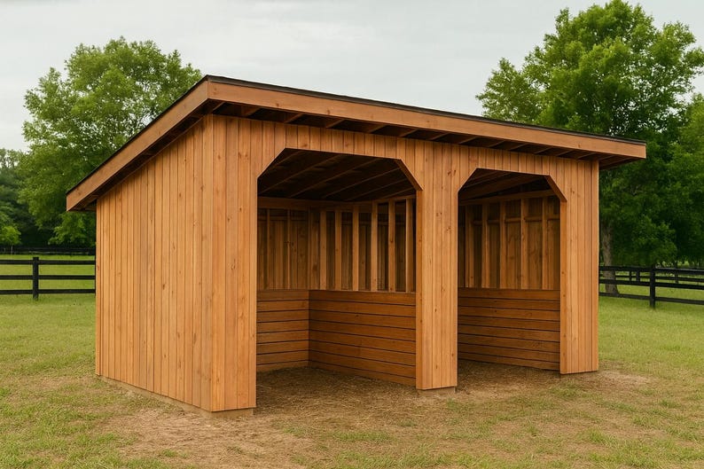 2 Stall Horse Run in Shed Plans 10x20 DIY Farm Structure PDF 2-stall-horse-run-in-shed-plans-10x20-diy-farm-structure-pdf