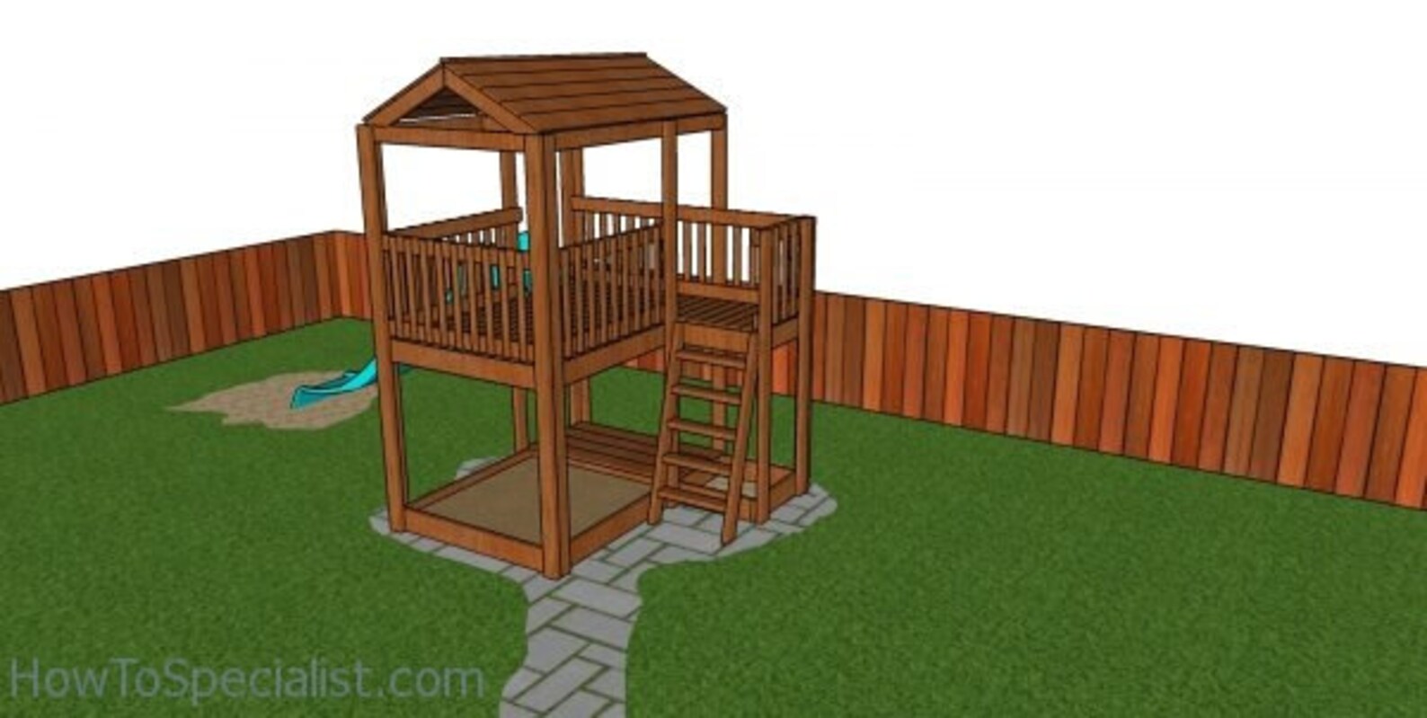 Outdoor Kids Fort With Slide Plans Etsy