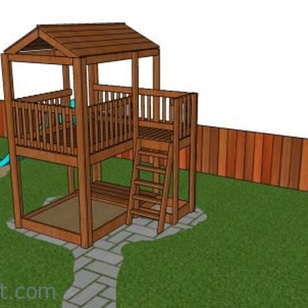 Outdoor Kids Fort with Slide Plans