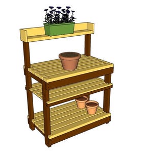 DIY Potting Bench Plans - Easy Garden Bench Plans - Wood Table for Gardening Plans - PDF Download