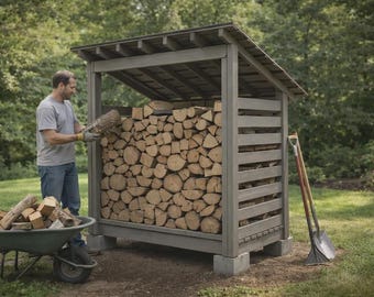 4x6 Firewood Shed Plans – Lean-To Wood Storage, Holds 1 Cord (PDF Download)