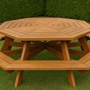 DIY Octagon Picnic Table Plans - Octagonal Picnic Table Plans - Outdoor Octagonal Table Plans - PDF Download