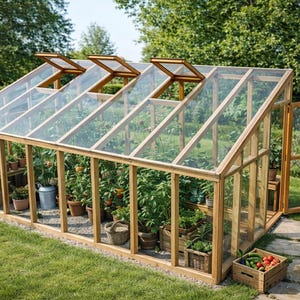 Projetos de estufas inclinadas de 8x16 faça você mesmo - Projetos de estufas anexados - Projetos de estufas inclinadas de madeira - Download em PDF