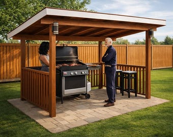 6x10 Lean to Pavilion Plans - Grill Gazebo Step By Step - PDF Download