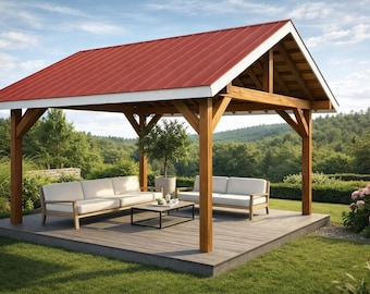 15x15 Gable Pavilion Plans - Modern Gazebo Tutorial - PDF Download
