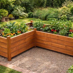 DIY Corner Planter Box Plans – Modern Wooden Garden Planter, Patio Deck Flower Box, Outdoor Plant Stand, Step by Step PDF Wood Project