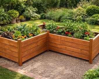DIY Corner Planter Box Plans – Modern Wooden Garden Planter, Patio Deck Flower Box, Outdoor Plant Stand, Step by Step PDF Wood Project