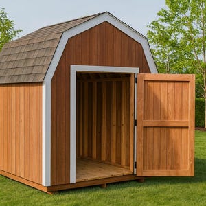 DIY 8x10 Gambrel Shed Plans – Barn Style Storage Shed, Wooden Backyard Shed, Outdoor Tool Shed, Step by Step PDF Woodworking Project