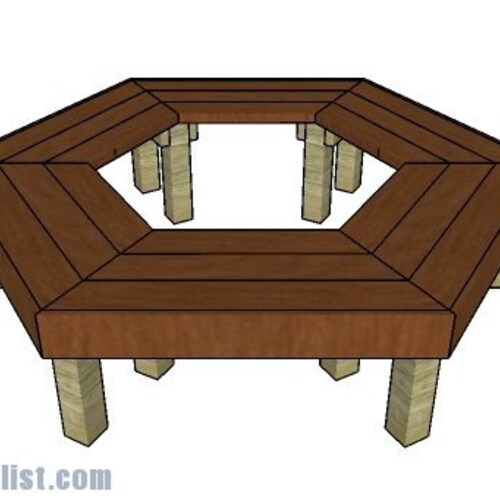 Hexagon Tree Bench Plans Outdoor Digital Furniture DIY Plans Etsy