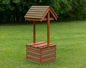 Pozo de los deseos para jardín hecho con madera de 2x4 - Planos de carpintería DIY - Descargar PDF