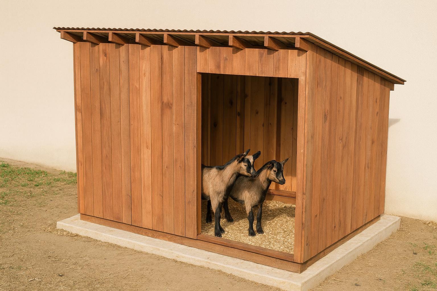 DIYヤギ小屋設計図 – 8x10の小さな納屋、屋外動物シェルター（PDF