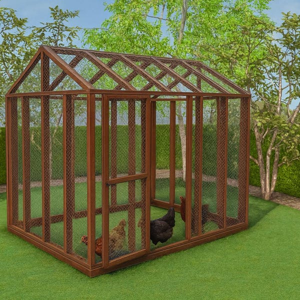 DIY kippenhokplannen – 8 x 10 buitenren, roofdierbestendige pluimveehok, achtertuin boerderijschuilplaats, stap voor stap pdf-houtbewerkingsproject