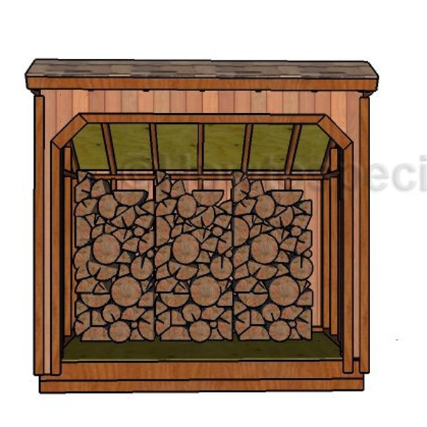 4x8 Firewood Shed - DIY 1 1/2 Cord Saltbox Shelter Plans