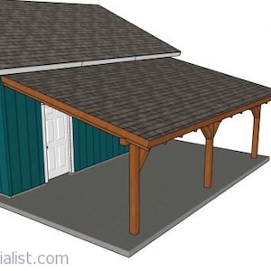 12x24 Attached Lean to Carport Plans