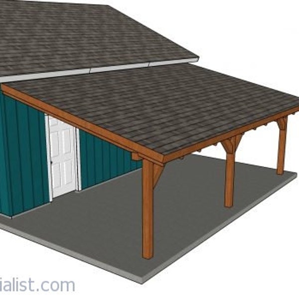 12x24 Attached Lean to Carport Plans