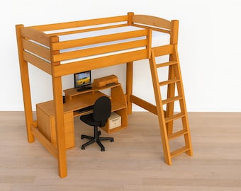 DIY Loft mit Treppe Pläne - platzsparender Bettrahmen, Etagenbett aus Holz, Kinderzimmer Möbel, Schritt für Schritt PDF Holzbearbeitungsprojekt